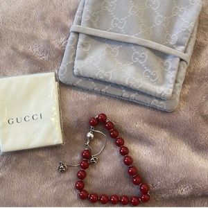 Men Gucci San Valentino Wood Bead Bracelet in Sterling Silver